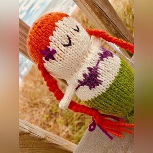 Handmade Knit Mermaid Doll Plushh Chime Rattle Toy One Of A Kind Makes Sound